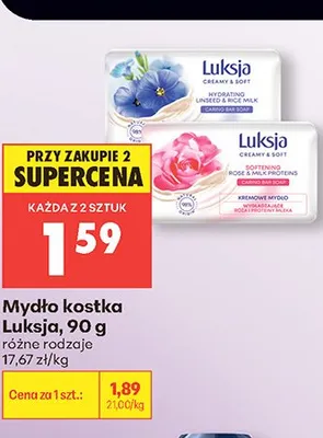Mydło kostka Luksja Hydrating Linseed & Rice Milk promocja w Biedronka