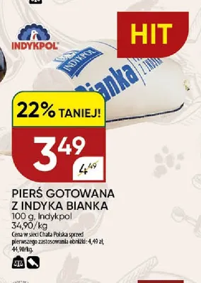 Pierś gotowana z indyka Bianka Indykpol promocja w Chata Polska