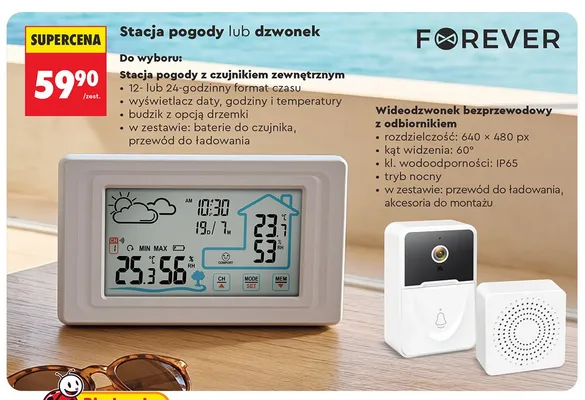 Stacja pogody z czujnikiem zewnętrznym Forever promocja w Biedronka