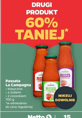 Passata z czosnkiem La Campagna promocja w Netto