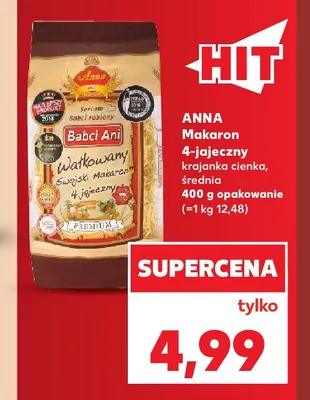 Makaron 4-jajeczny krajanka cienka Anna promocja w Kaufland