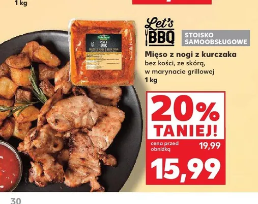 Mięso z nogi z kurczaka bez kości ze skórą w marynacie grillowej Let's BBQ promocja w Kaufland