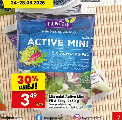 Mix sałat Active Mini Fit & Easy 2-pak 50 g promocja w Twój Market