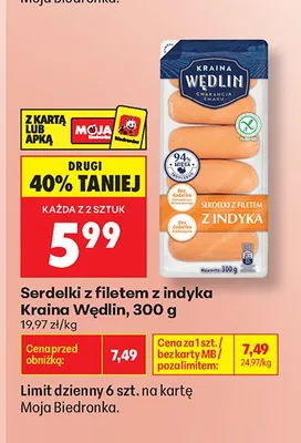 Serdelki z filetem z indyka Kraina Wędlin promocja w Biedronka