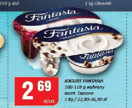 Jogurt Fantasia z owocami Danone promocja w Chorten
