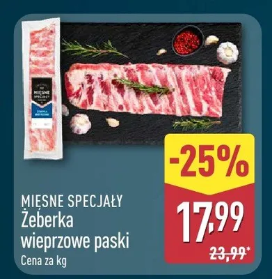 Żeberka wieprzowe paski Mięsne Specjały promocja w Aldi