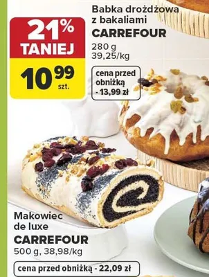Babka drożdżowa z bakaliami promocja w Carrefour Market