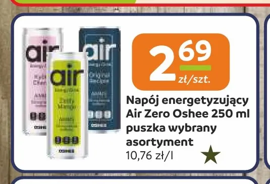 Napój energetyzujący Air Zero Oshee promocja w Społem Częstochowa