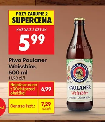 Piwo Paulaner Weissbier promocja w Biedronka