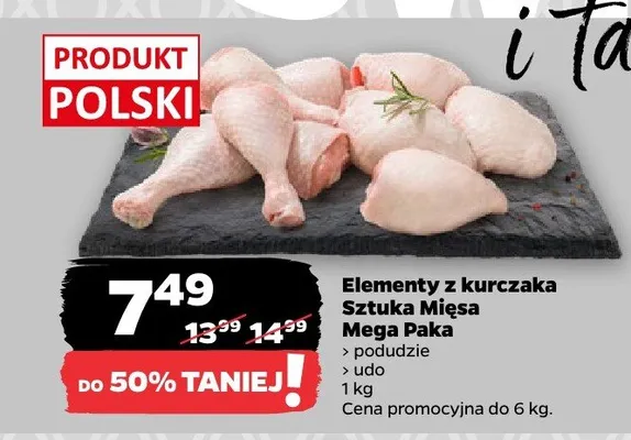 Elementy z kurczaka Sztuka Mięsa Mega Paka udo promocja w Netto