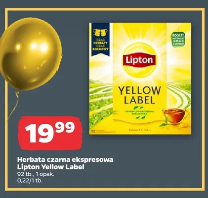 Herbata czarna ekspresowa Lipton Yellow Label promocja w Netto