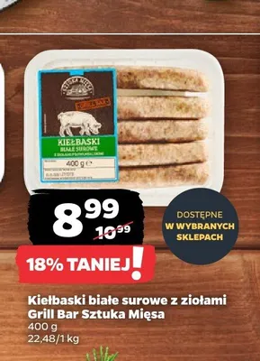 Kiełbaski białe surowe z ziołami Grill Bar Sztuka Mięsa promocja w Netto