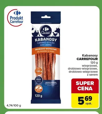 Kabanosy drobiowo-wieprzowe Carrefour Classic promocja w Carrefour Express