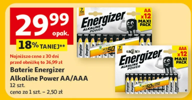 Baterie Energizer Alkaline Power AA/AAA promocja w Auchan