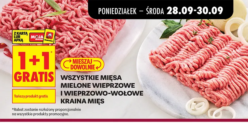 Mięsa mielone wieprzowe i wieprzowo-wołowe Kraina Mięs promocja w Biedronka