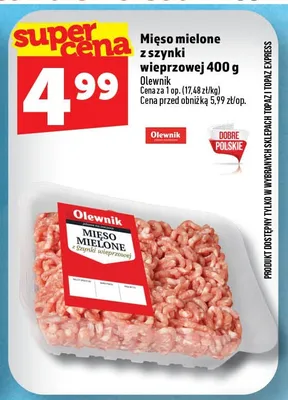 Mięso mielone z szynki wieprzowej Olewnik promocja w TOPAZ