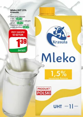 Mleko UHT 1,5% promocja w Dino