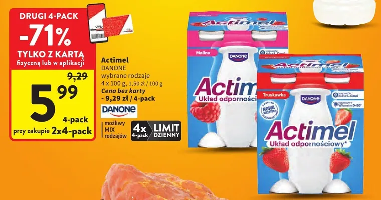 Jogurt Actimel układ odpornościowy wybrane rodzaje promocja w Intermarche