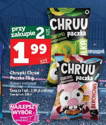 Chrupki o smaku bekonowym Chruu Paczka promocja w TOPAZ