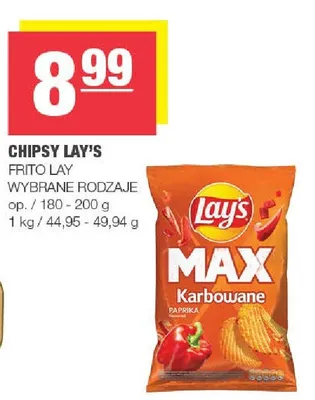 Chipsy Lay's Frito Lay wybrane rodzaje Max karbowane promocja w SPAR