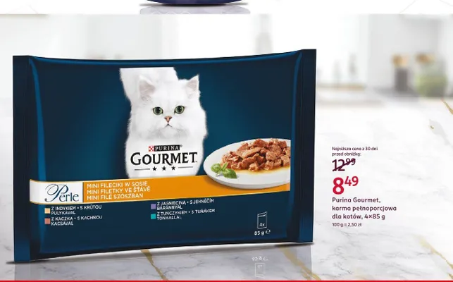Karma pełnoporcjowa dla kotów Gourmet Perle Mini Fileciki w sosie 4-pak promocja w Rossmann