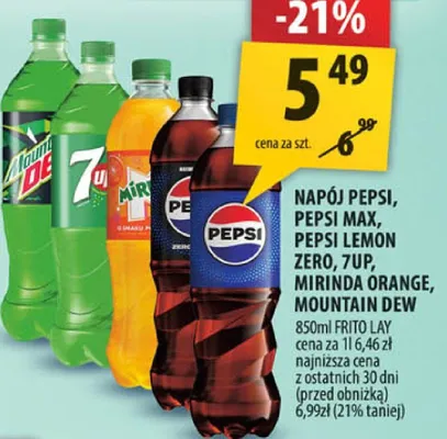 Napój Pepsi, Pepsi Max, Pepsi Lemon, Mirinda Orange, Mountain Dew promocja w Arhelan