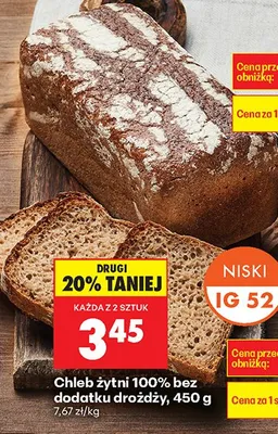 Chleb żytni 100% bez dodatku drożdży promocja w Biedronka