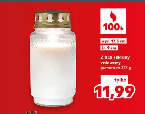 Znicz szklany zalewany promocja w Kaufland