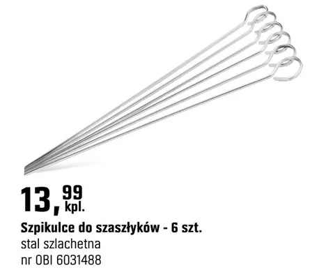 Szpikulce do szaszłyków - 6 szt. stal szlachetna promocja w OBI