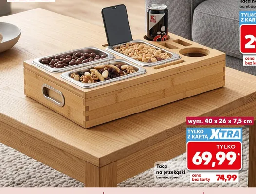 Taca na przekąski bambusowa wym. 40x26x7,5cm promocja w Kaufland