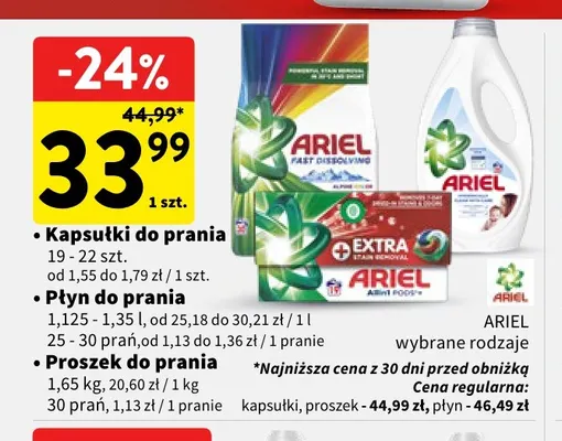 Kapsułki do prania Ariel promocja w Intermarche