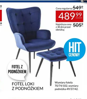 Fotel Loki z podnóżkiem promocja w Abra Meble