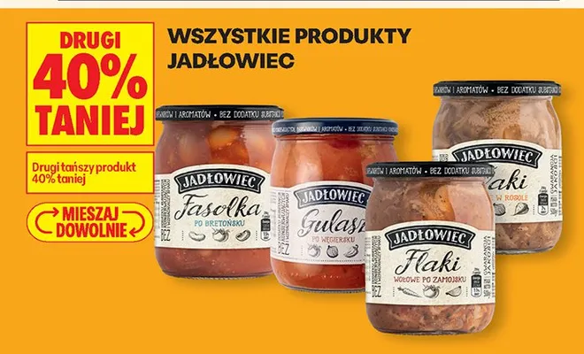 Wszystkie produkty DRUGI -40% promocja w Biedronka