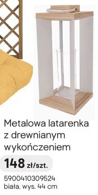Metalowa latarenka z drewnianym wykończeniem promocja w Castorama