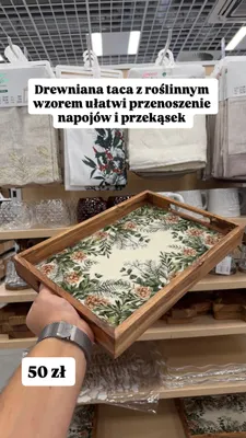 Drewniana taca z roślinnym wzorem Pepco promocja w Pepco