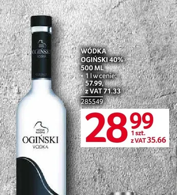 Wódka Ogiński 40% promocja w Selgros
