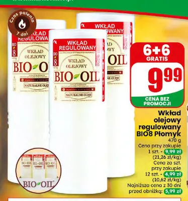 Wkład olejowy regulowany BIO8 Płomyk promocja w Dino