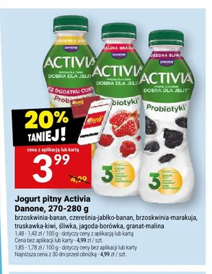 Jogurt pitny Activia Danone truskawka-kiwi promocja w Twój Market