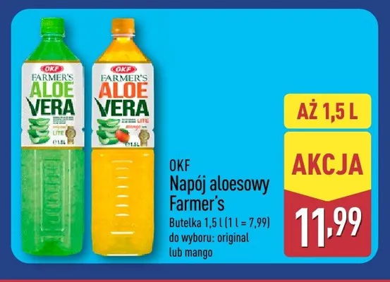 Napój aloesowy Farmer's OKF promocja w Aldi