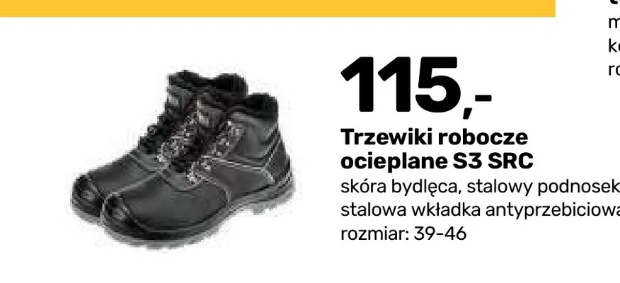 Trzewiki robocze ocieplane S3 SRC promocja w Bricomarche