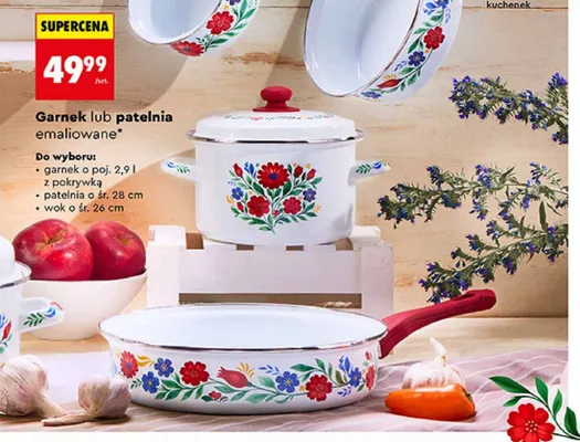 Patelnia emaliowana Emalia Olkusz 28 cm promocja w Biedronka