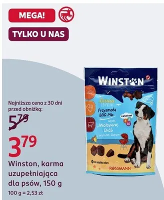 Karma uzupełniająca dla psów Winston promocja w Rossmann