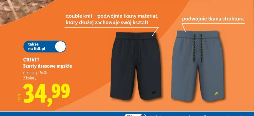 Szorty dresowe męskie Crivit promocja w Lidl