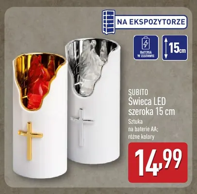 Świeca LED szeroka 15 cm Subito promocja w Aldi
