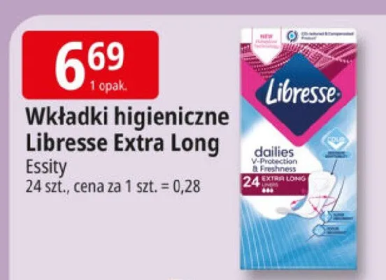 Wkładki higieniczne Extra Long Essity promocja w Leclerc
