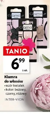 Klamra do włosów wzór kwiatek beżowa INTER-VION promocja w Intermarche