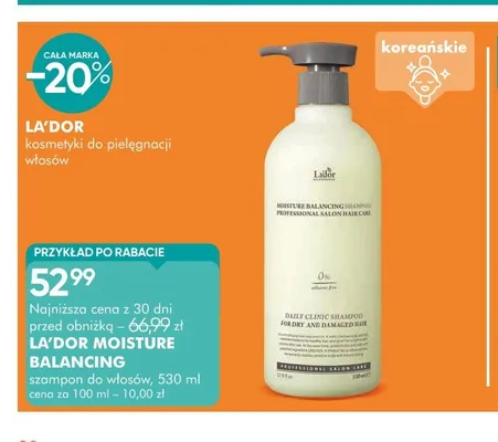 Szampon do włosów La'dor Moisture Balancing promocja w Super-Pharm
