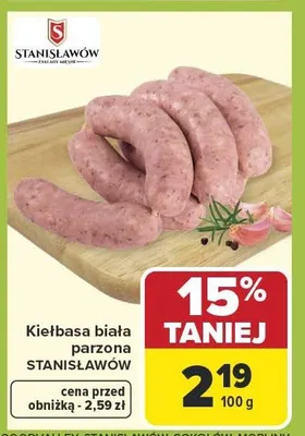 Kiełbasa biała parzona promocja w Carrefour