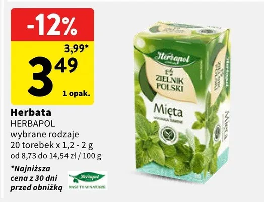 Herbata HERBAPOL Zielnik Polski Mięta promocja w Intermarche