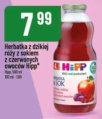Herbatka z dzikiej róży z sokiem z czerwonych owoców Hipp promocja w POLOmarket